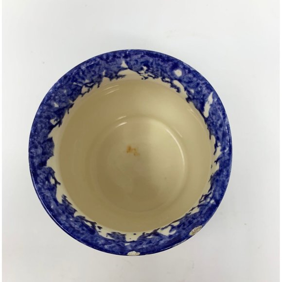 MOLLY DALLAS OPEN SUGAR BOWL Sheep Blue Spatterware Farmhouse MOLLY'S COWS Folk - Picture 9 of 9